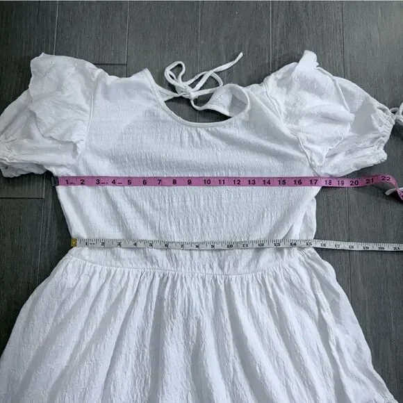 FREE PEOPLE Beach Iris Mini Dress White Open Back Ruffle Boho XS Summer Babydoll - Picture 15 of 16